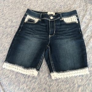 Girls Denim Shorts | Soft & Stretchy | Cute Lace | Size 12